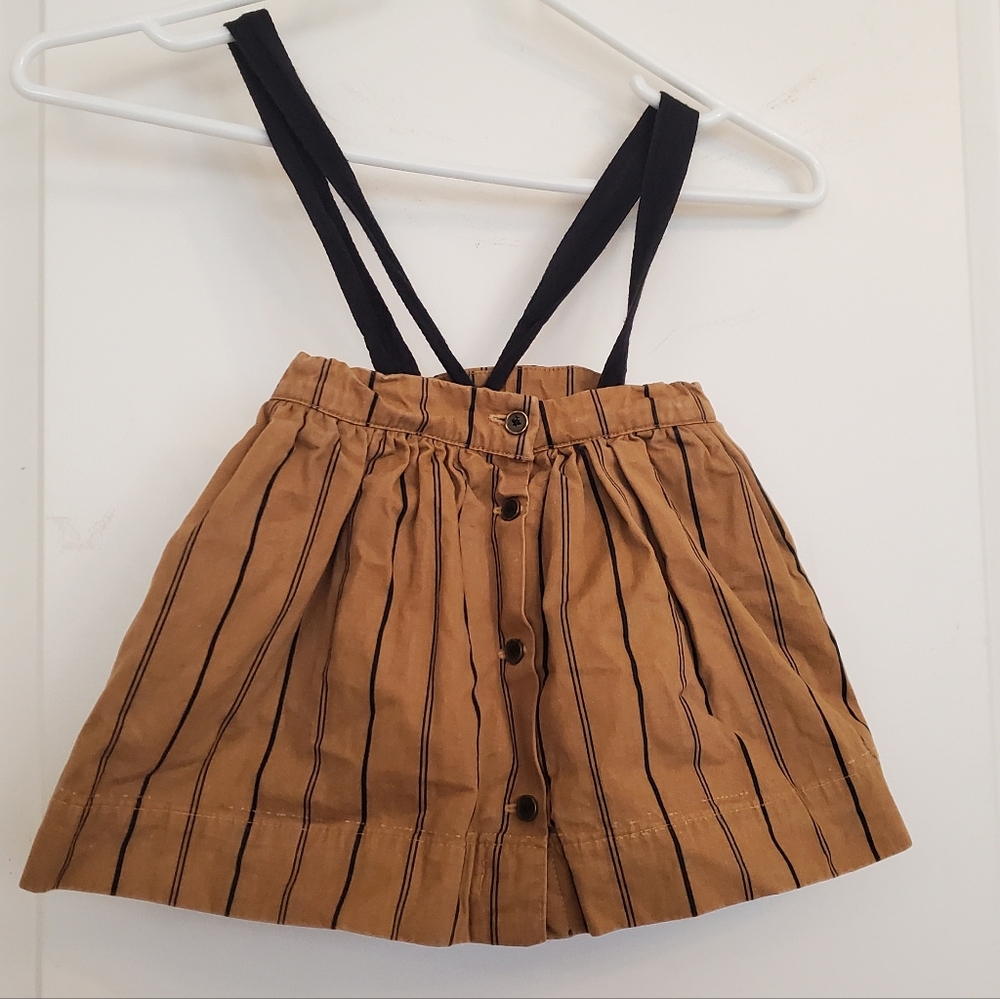 Little Creative Factory tan striped skirts w/suspenders sz  3, 4, or 6